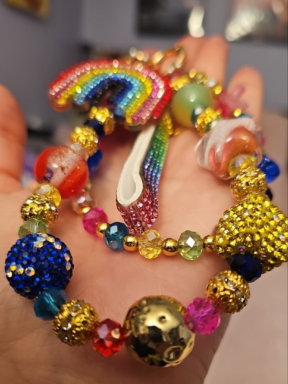 Multicolor Crystal Rainbow Purse Charm - Picture 4 of 5